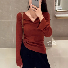 哥家商场同款女装2025秋季修身显瘦打底针织衫气质百搭长袖上衣