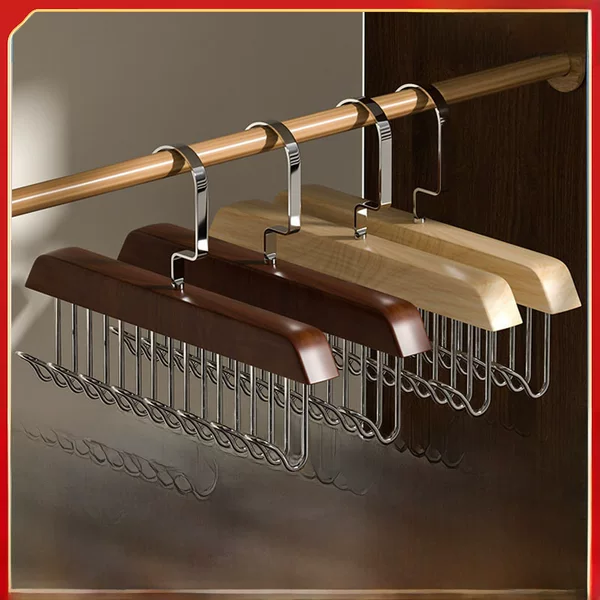 Multifunctional Solid Wood 8 Hook Clothes Hanger Underwear Sling Belt Vest Silk Scarf Silk Stockings Hook Wooden Storage Hanger