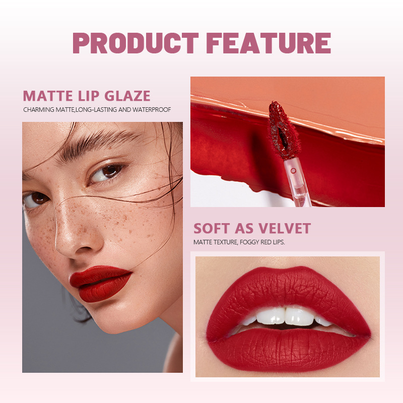 Pudaier 14 Farben Matt Lippenstift Samt Antihaft-Cup Lipgloss_voghion.com