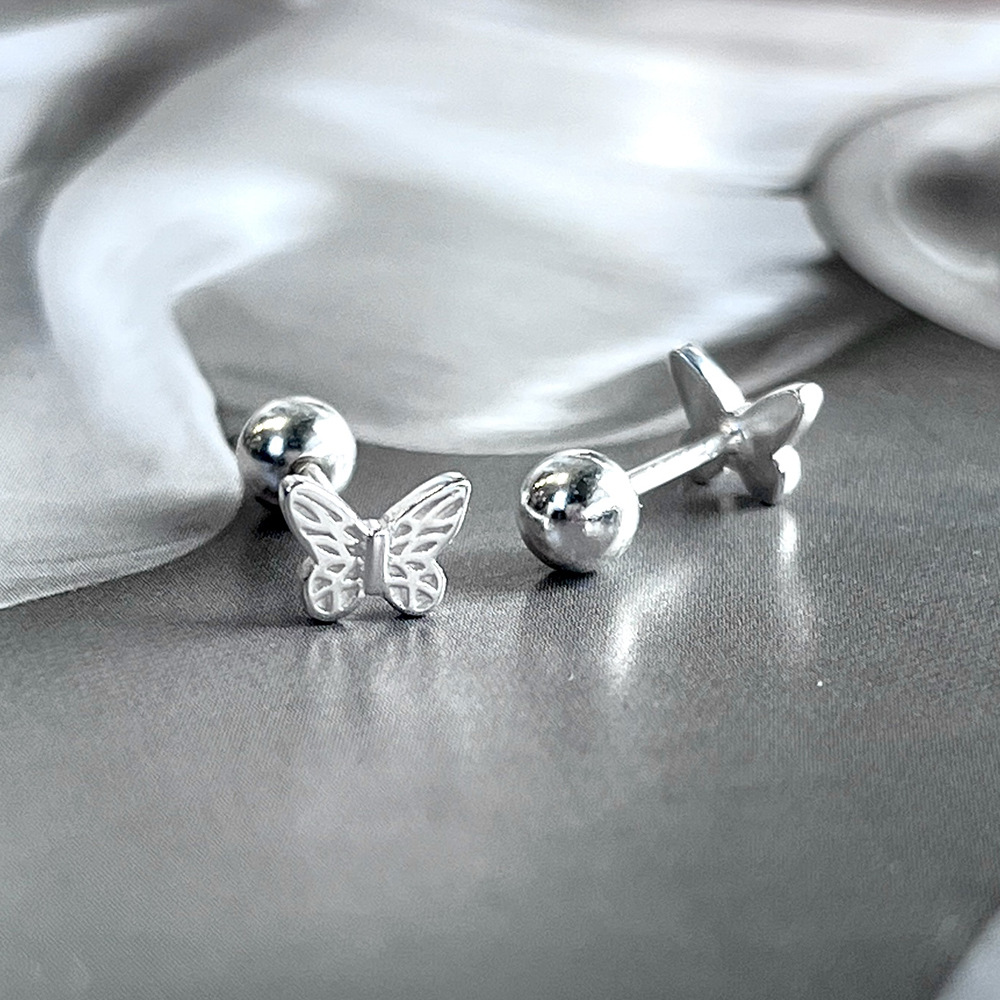 Fashion Butterfly Silver Plating Ear Studs 1 Pair