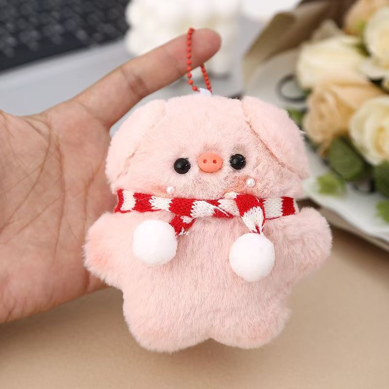 Mochila de peluche flexible muñeca de peluche chica corazón colgante llavero para amigos cerdo colgante de peluche cerdo