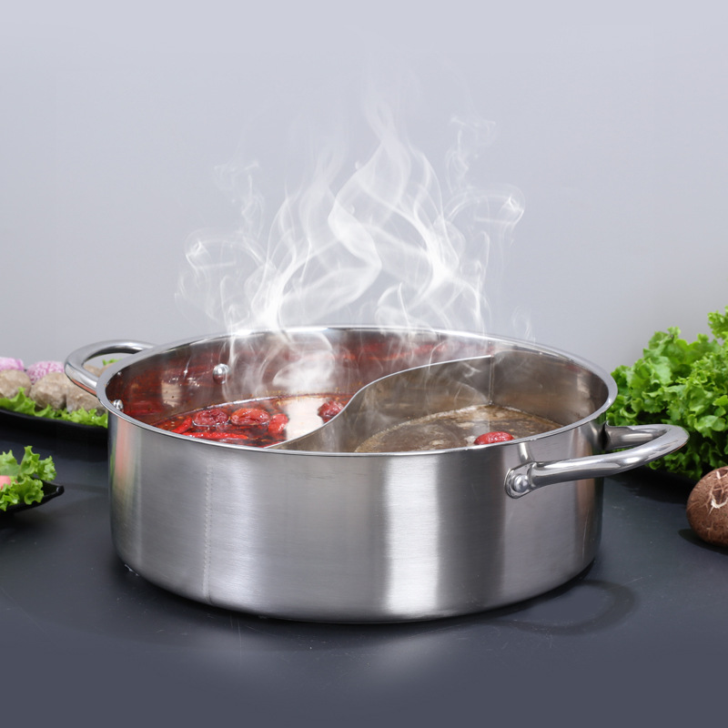 Stainless Steel Double-Boiler Household Hot Pot Basin, Thickened Pot Designed for Induction Cooktops – Soup Pot, Hot Pot, Clear Soup Pot, and Dipping Pot for Tripe