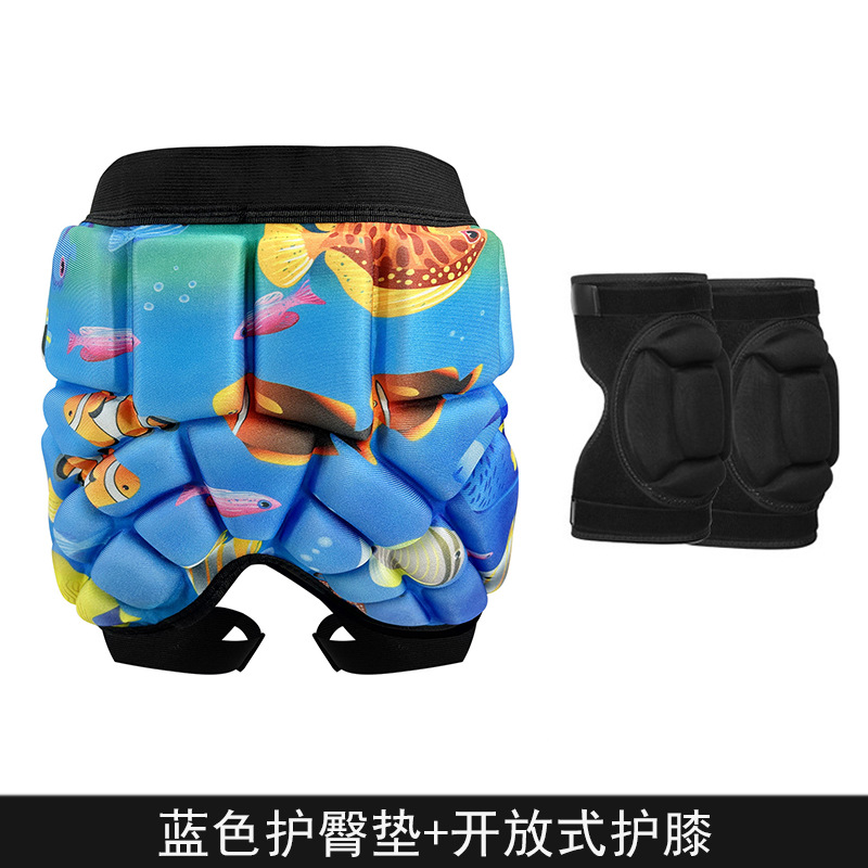 Protector de cadera azul protector de rodilla abierto