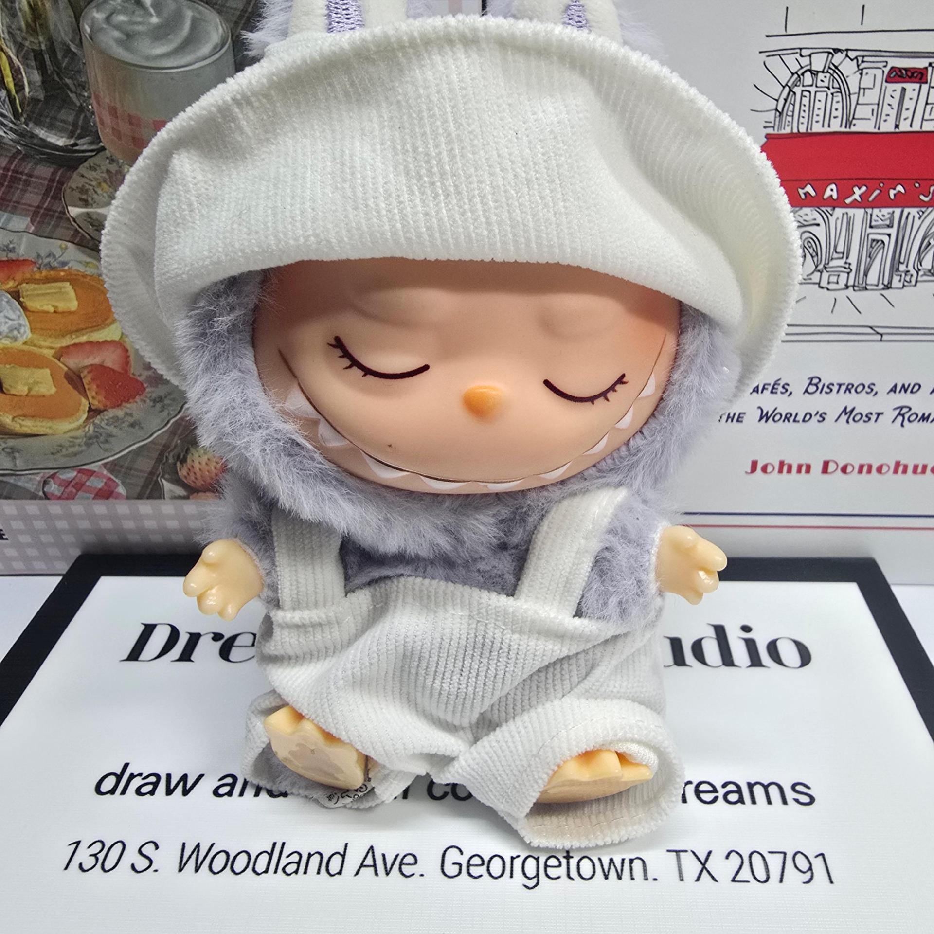 Solo ropa] ropa de tela rabu, babero, traje de sombrero, llavero, accesorios colgantes Labubu de primera generación