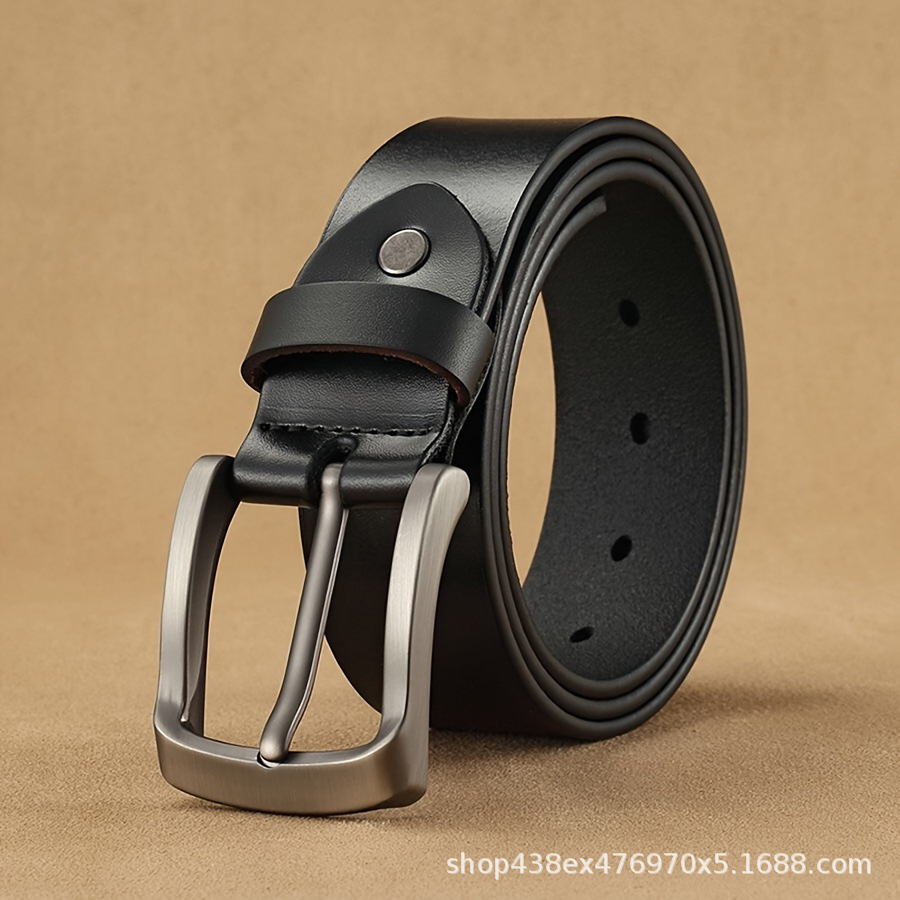 Fashion Business Vintage Men's Leather Belt with Alloy Pin Buckle and Daily Buckle Real Leather Waistband Men's Waistband Direct from Manufacturer