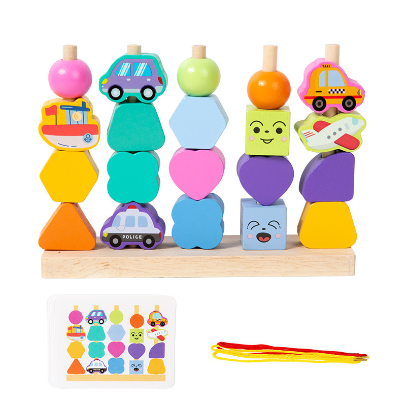 Caja de cuentas para bebés, ayudas para la enseñanza temprana, formas geométricas, combinación de colores, entrenamiento de concentración cognitiva, juguetes intelectuales beneficiosos Montessori