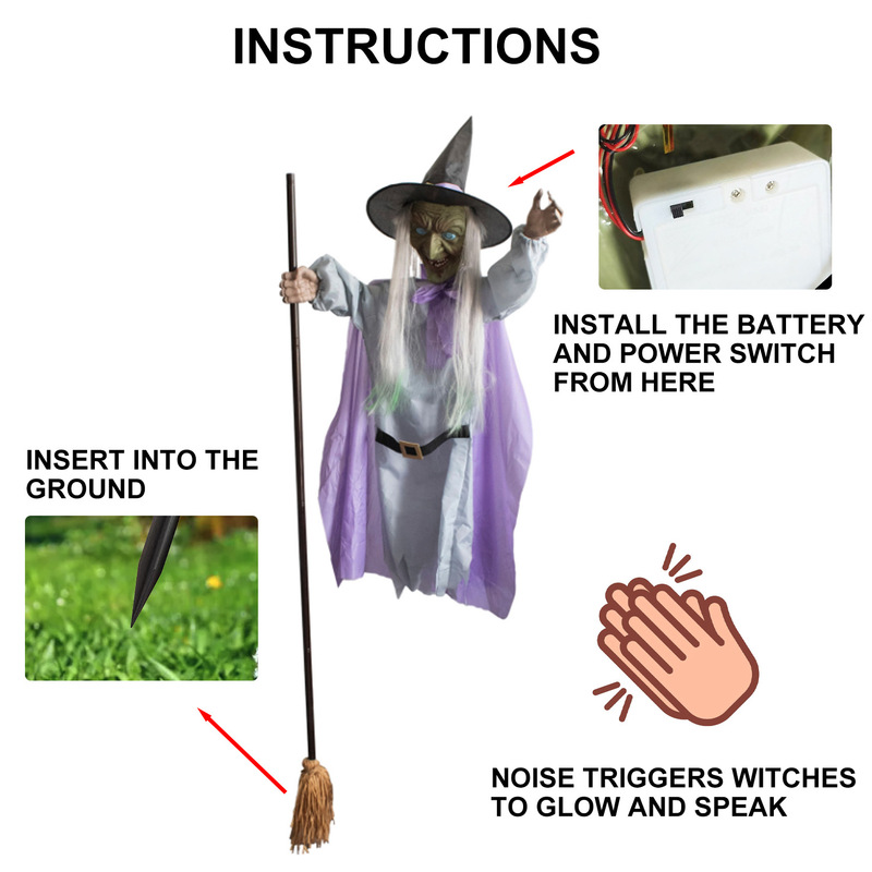 国境を越えたHovering Witchハロウィーンアニメホバリング魔女紫色の道屋外装飾ほうき|undefined