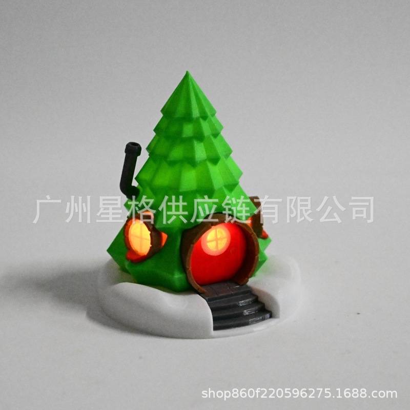 跨境新品 Weihnachts-Kerzen-Haus 圣诞树屋LED茶杯蜡烛装饰摆件|undefined
