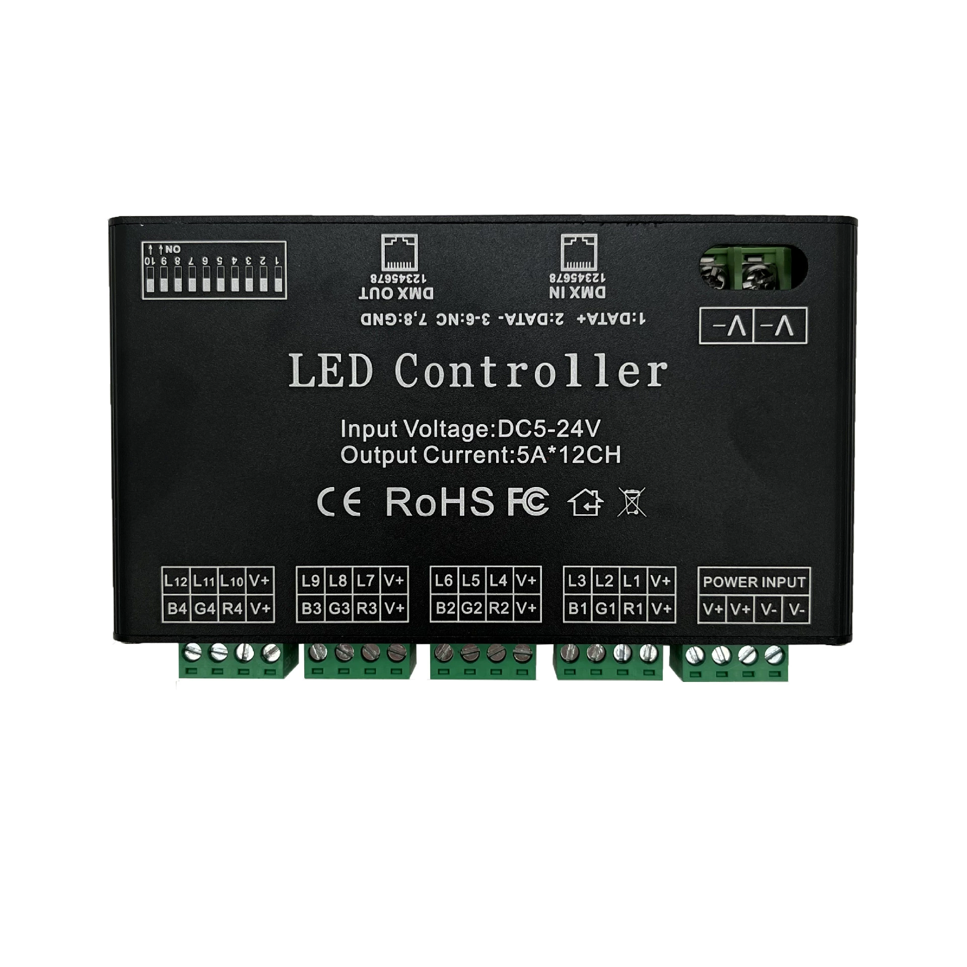 12-канальный декодер DMX512 RGB постоянного напряжения DMX512 контроллер сценического света цветной DMX512 разделение управления