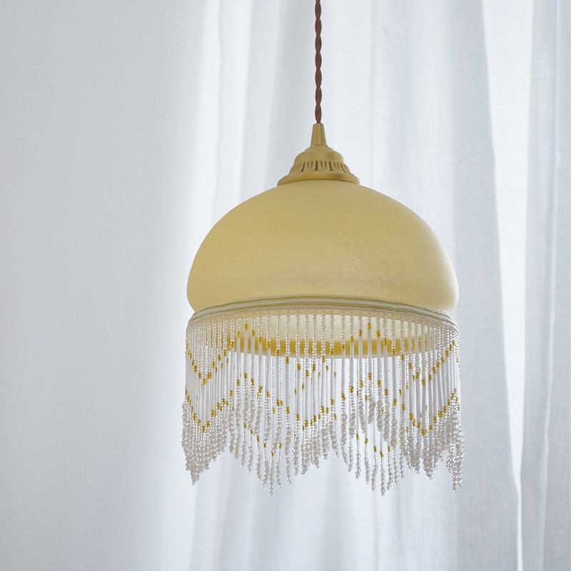 Western antique French-style glass tassel vintage chandelier American-style corridor entrance bedroom bedside bay window light Western antique French-style glass tassel vintage chandelier American-style corridor entrance bedroom bedside bay window light