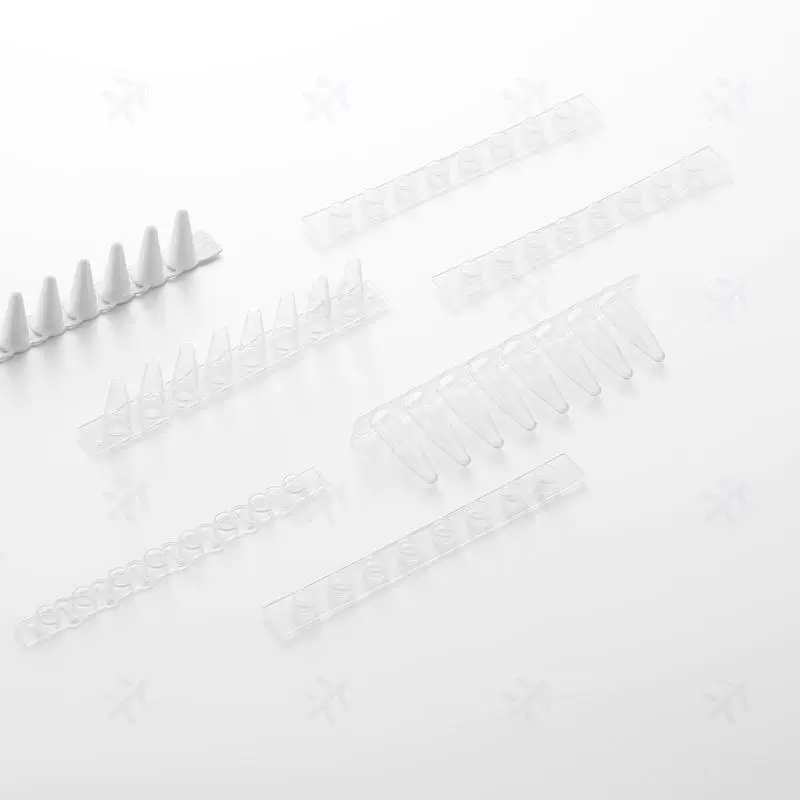 Тестирование ПЦР на месте Восемь последовательных труб 0.1ml Белое отверстие типа плоская крышка тонкостенная восьмерчатая труба