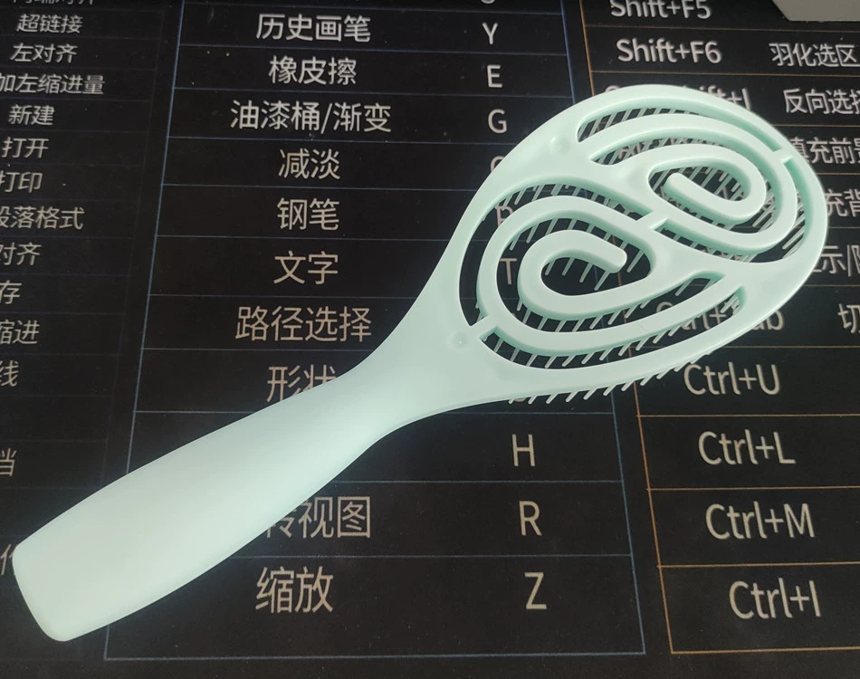 Полая расческа Расческа-рыбья кость Пушистый стиль Расческа с изогнутыми ребрами для девочек Полая Студенческая расческа Бытовая Расческа с длинной ручкой