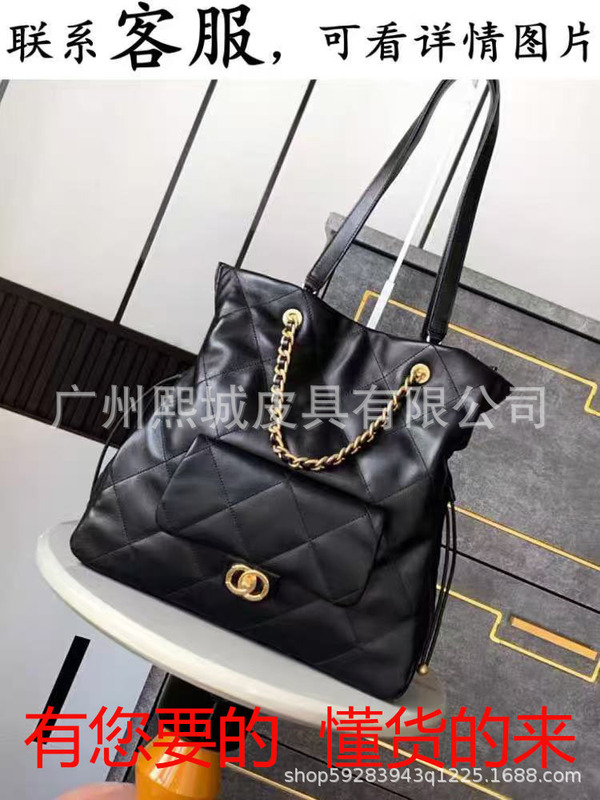 跨境真皮老花十字纹菱格鱼子酱链条流浪包购物袋凯旋门2024新单品|undefined