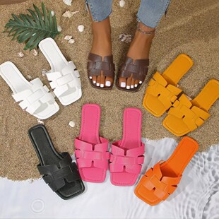 European and American Foreign Trade plus size Solid Color Lightweight Flat Slippers Women's Cross-border Wear Beach Sandals slippers in Southeast Asia