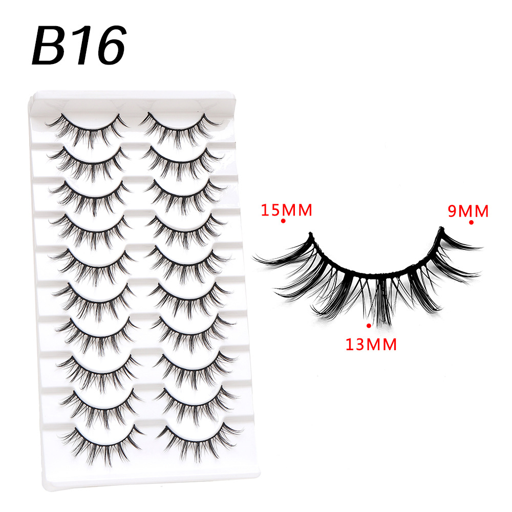 En stock una caja de 10 pares 009 pequeño diablo pestañas falsas natural multi-nivel 3D tridimensional pestañas fábrica al por mayor