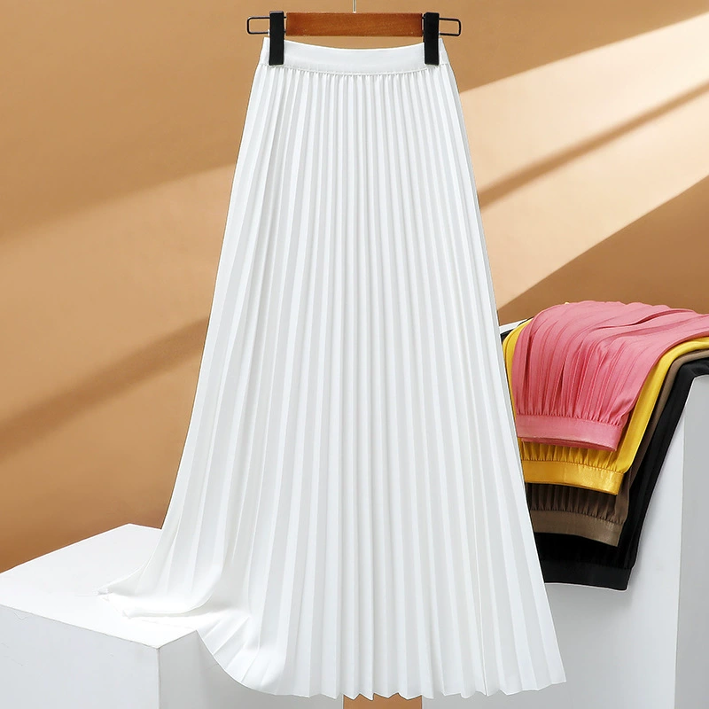 Плиссированная юбка средней и длинной длиной 2025 новая летняя юбка с бюстом женская фигура с высокой талией тонкая и дикая органная юбка
