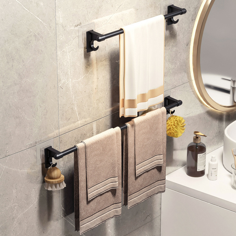 Internet Celebrity Punch-Free Bathroom Towel Rack Hook Bathroom Rack Toilet Hanging Rod Wall-Mounted Storage Rack Towel Bar