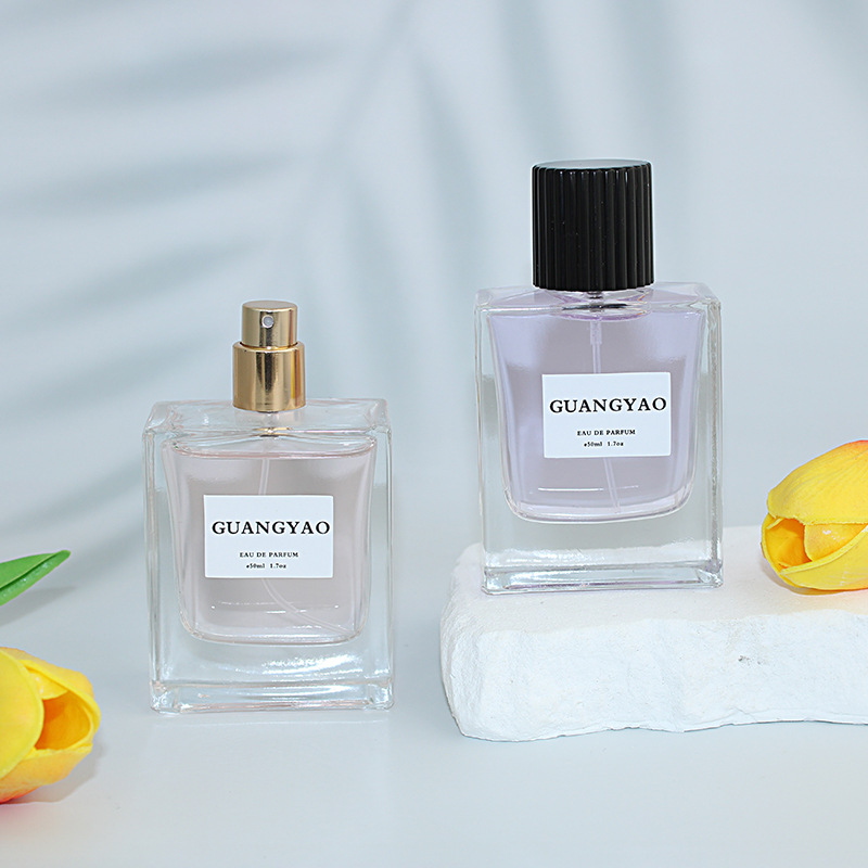 厚底高品质方形香水瓶50ml卡口透明玻璃按压喷雾瓶化妆品空瓶现货