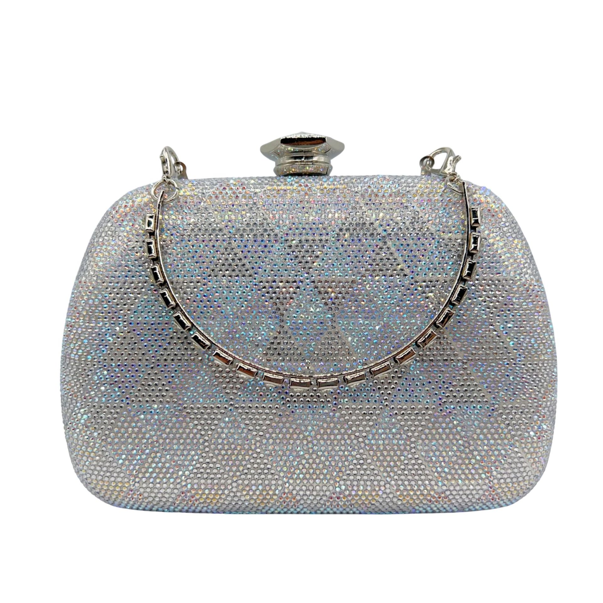 Clutch nữ đính đá lấp lánh hai mặt cầm tay dự tiệc — bạc, màu vàng, xanh lá cây, Xanh ngọc lam tốicolor