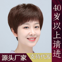 かつらの女性の全頭カバーの本当の髪の全人の髪の中高年の女性のショートヘアの自然なお母さんのタイプの夏の薄い頭カバー