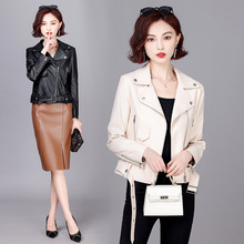 跨境热销海宁皮衣新款皮外套短款修身大码女装机车皮夹克春秋夹克