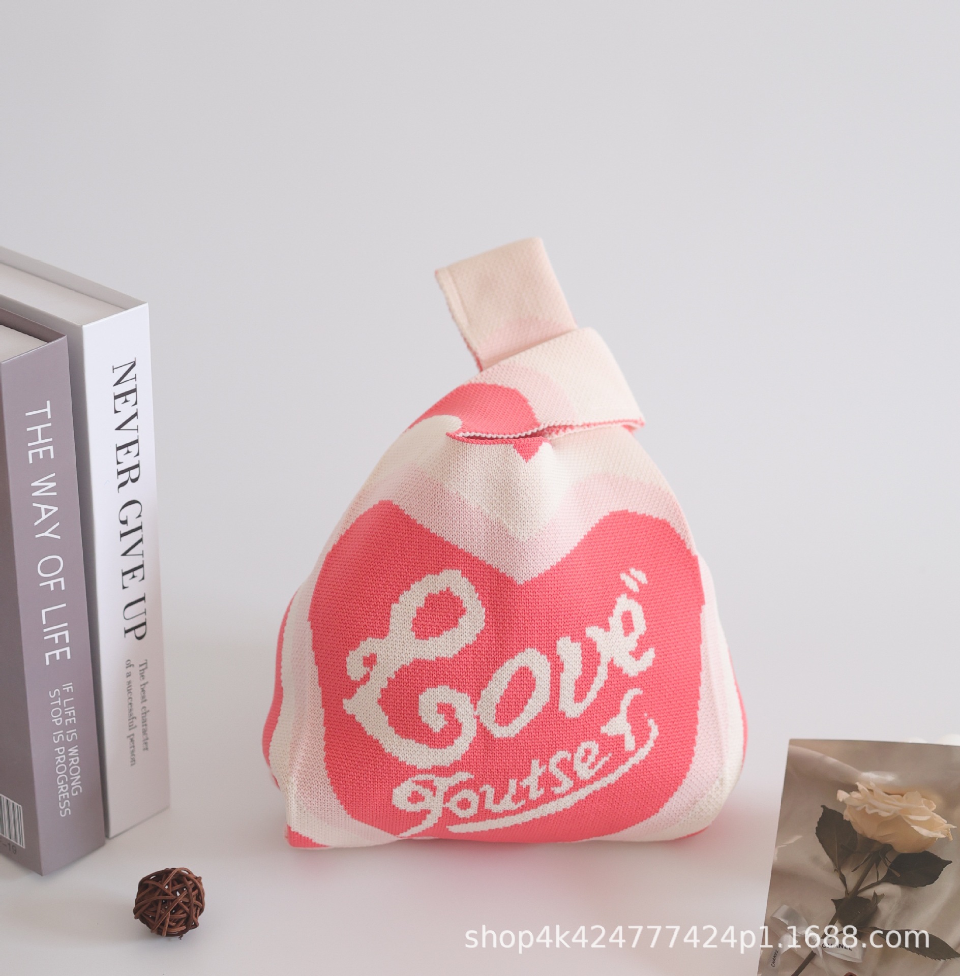 INS bolso de celebridad de Internet bolso de cubo de lana de punto para mujer bolso de mano casual bolso de mano de estilo japonés y coreano bolsa de Almuerzo