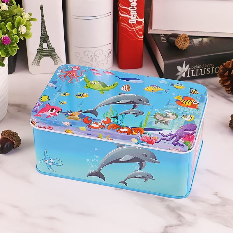 Nuevo estilo 60 piezas 200 piezas dibujos animados para niños dibujos animados madera caja de hierro rompecabezas bebé escuela primaria juguetes educativos al por mayor