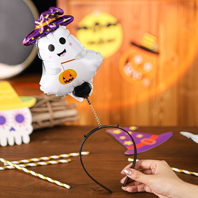 Duoyang 新製品クリエイティブハロウィンスプリングバルーンヘッドバンド面白いゴーストカボチャ装飾 [個別包装]|undefined