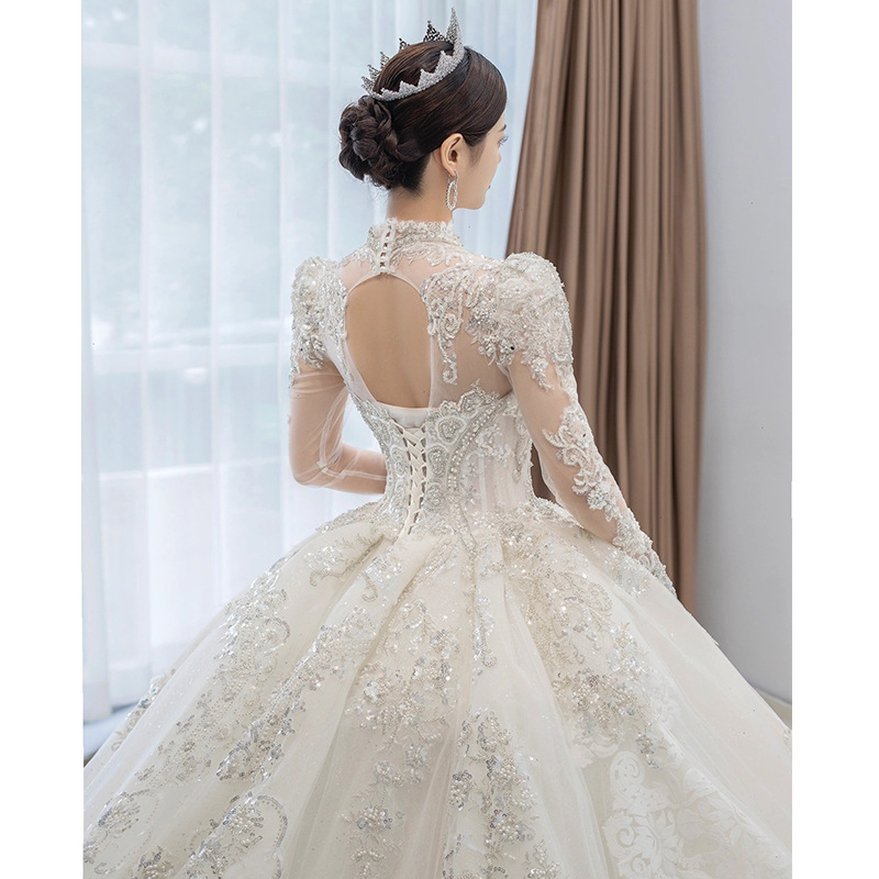 Vestido de novia 2025, nuevo estilo, vestido de novia principal, estilo palacio, sensación de alta gama, cola larga, cintura alta, talla grande para mujeres embarazadas D86. image 6