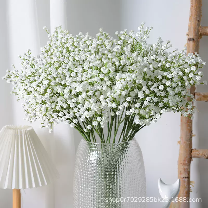 仿真满天星 新娘婚庆装饰手捧花束塑料软胶手感3叉满天星仿真花