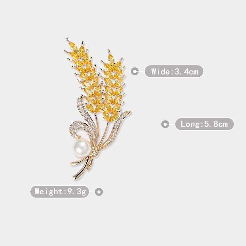 西凉妃子 Classic golden fashionable brooch, zirconium from pearl lapel pin, high-end accessory, pin