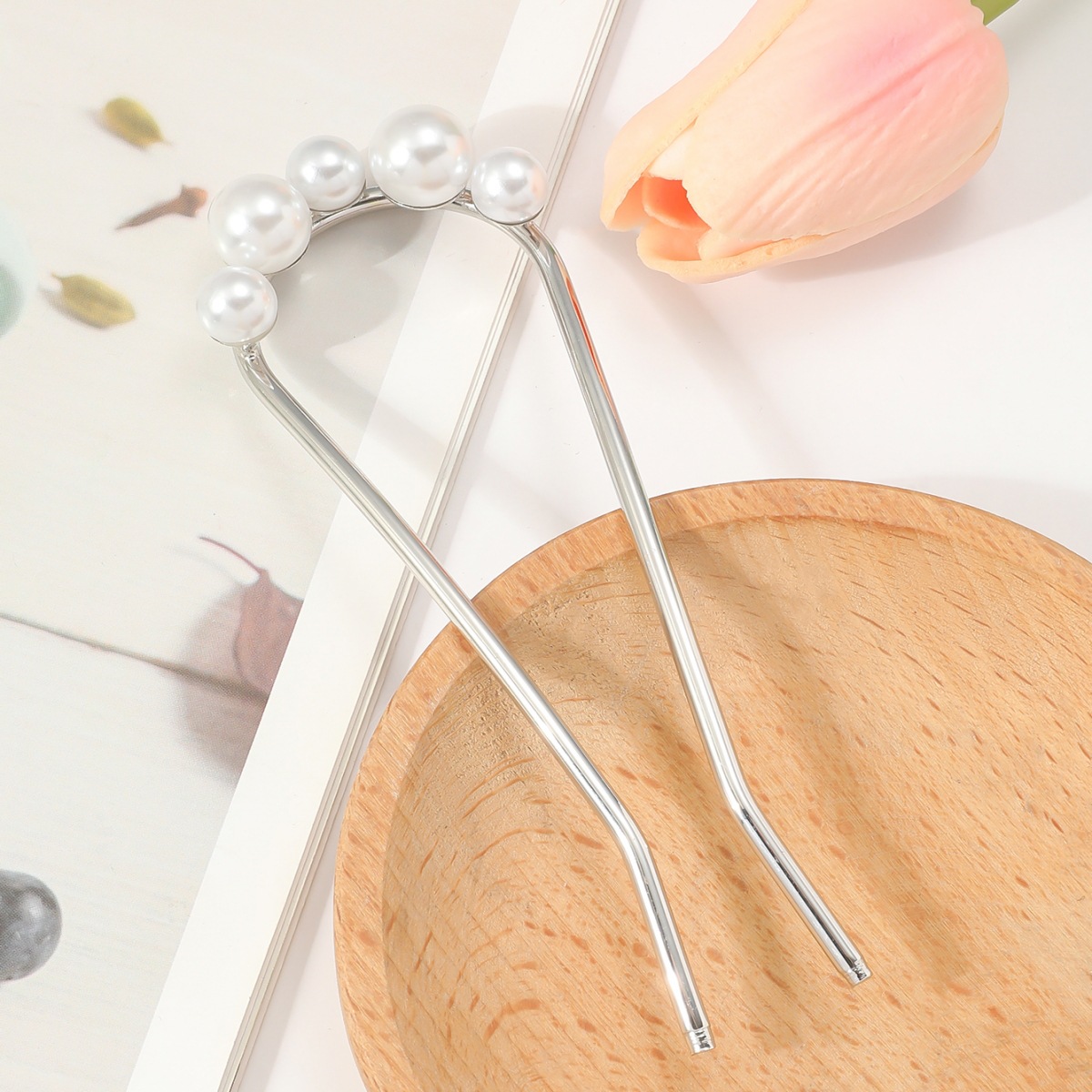 Red popularidad china en forma de U bandeja de pinzas de cabello artefacto de perlas de alto nivel antiguo pinzas de cabello pinzas de cabello adornamiento para mujeres