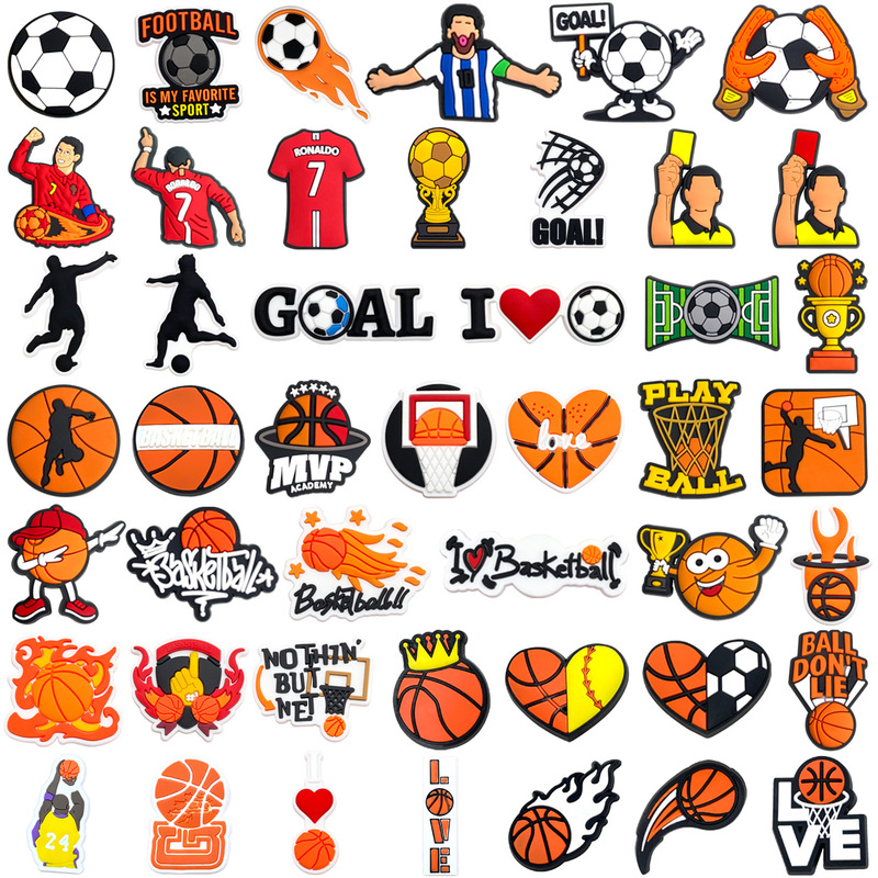 Basketball and Football Series Clogs Accessories Shoe Flowers DIY Shoe Accessories Pvc Soft Rubber Shoe Buckles Shoe Decoration Basketball and Football Series Clogs Accessories Shoe Flowers DIY Shoe Accessories Pvc Soft Rubber Shoe Buckles Shoe Decoration