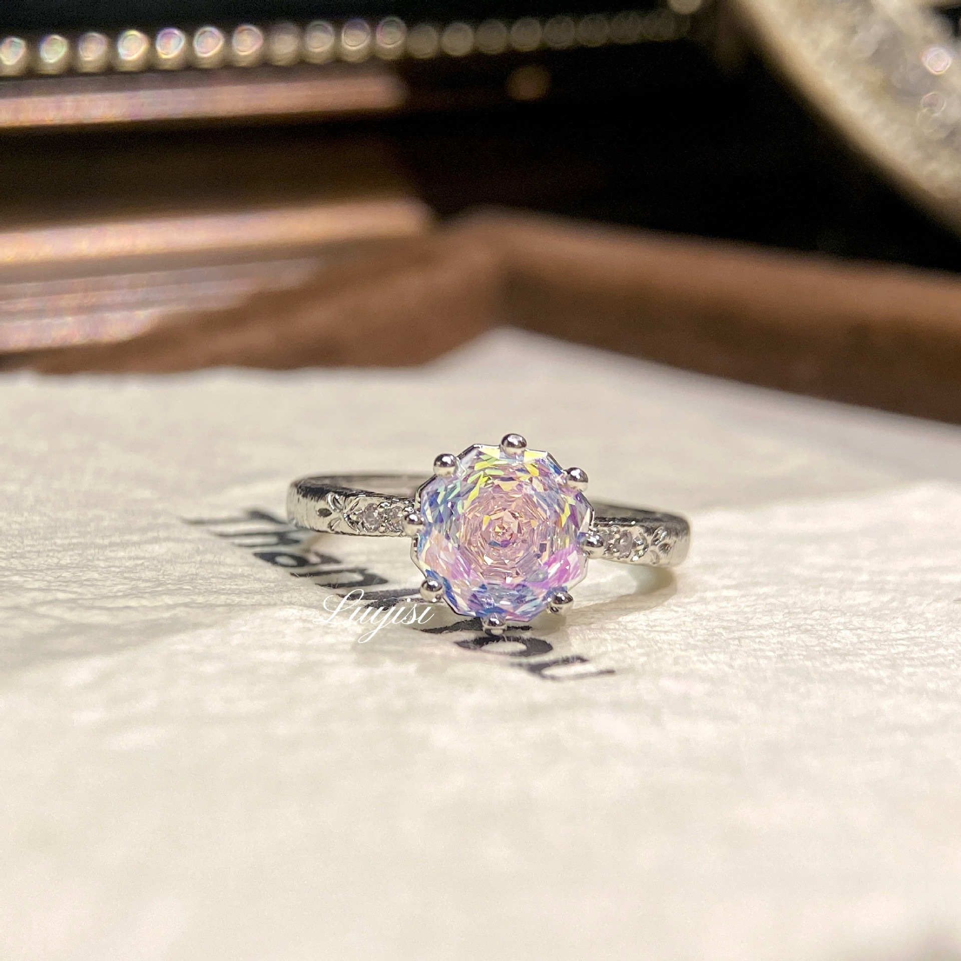 Multi-Color Rose-Cut Cubic Zirconia Ring Set, Silver-Plated Floral Gemstone Rings, Dainty Statement Jewelry For Women, European Fashion Gift_voghion.com