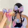 Children's hairgrip, hair mesh with bow, long hairpins, hair accessory, with snowflakes, wholesale