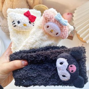 2022 New Coral Fleece Socks Women Autumn and Winter Coral Fleece White Lolita Cute Cartoon Sleep Socks Yugui Dog