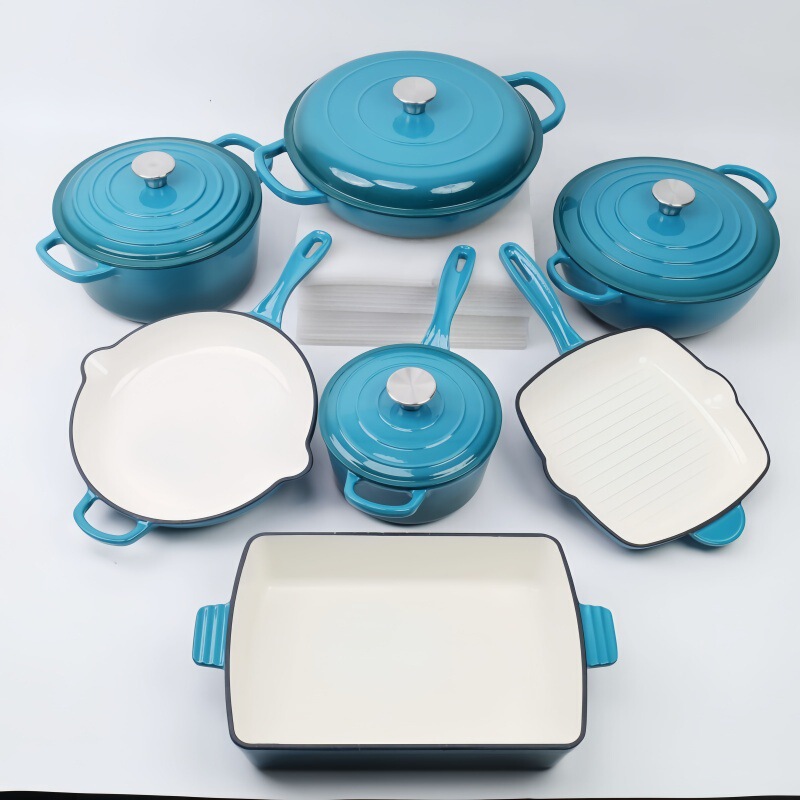 Export Cast Iron Pot Enamel Pot Pot suit 7 Piece Set Stew Pot Seafood Pot Pan Pot Mummy Pot Milk Pot Combination Export Cast Iron Pot Enamel Pot Pot suit 7 Piece Set Stew Pot Seafood Pot Pan Pot Mummy Pot Milk Pot Combination
