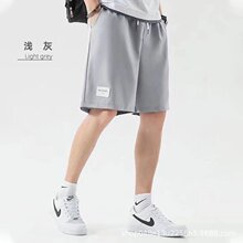 短裤夏季薄款冰丝裤美式潮牌宽松休闲篮球裤子五分休闲运动裤衩男