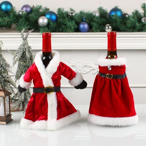 New Christmas Red Wine Dress Set Creative Bottle Decoration for Christmas