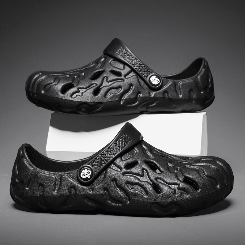 Transfronteriza más zapatillas de tamaño sandalias de verano para hombres zapatos de agujero de huellas dactilares al aire libre sandalias al aire libre casa media Zapatillas Zapatos de playa