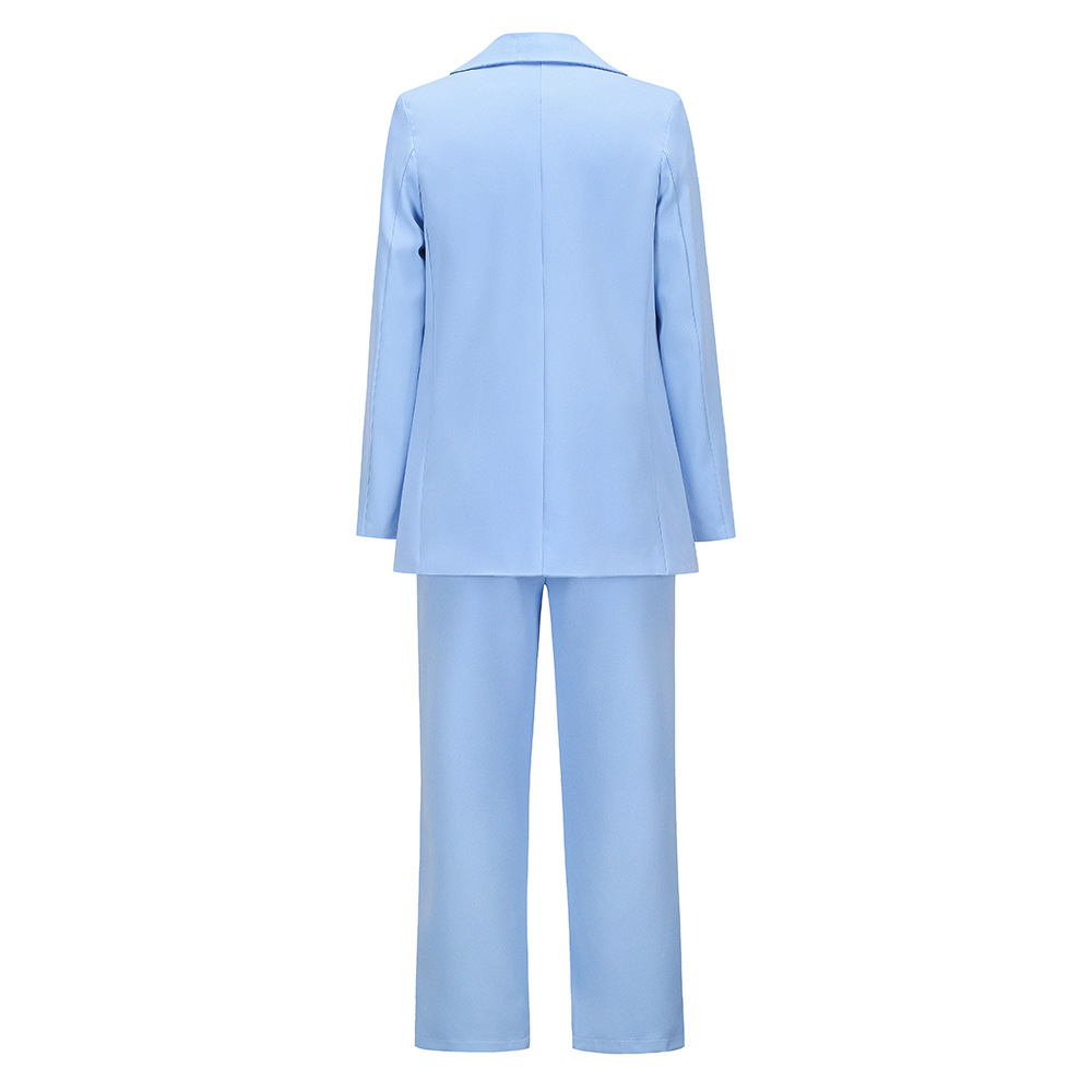 New Autumn Two-piece Solid Color Suit Coat & Trousers Suit