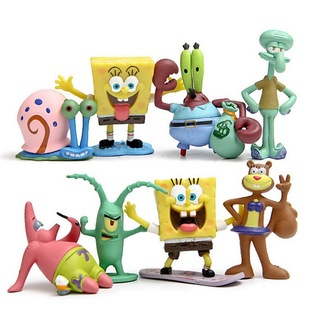 8 Types of Spongebob Squarepants Model Blind Box Toys, Cake Decoration Ornaments, Gifts, Figurines, Sponge Dolls