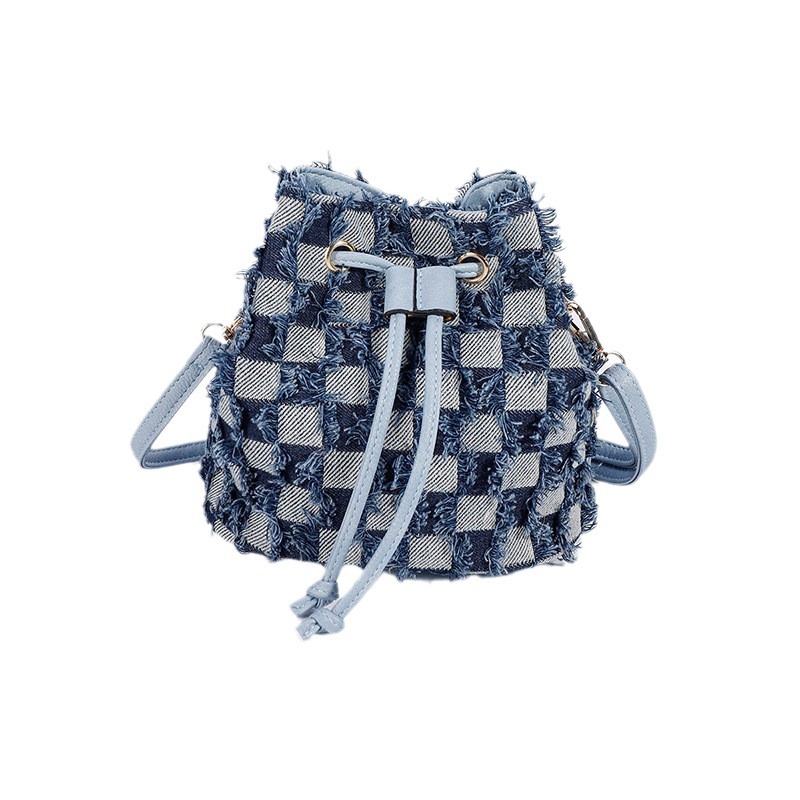 Bagagli e borse Borsa a tracolla in denim di alta qualità transfrontaliera con coulisse da donna Borsa a tracolla alla moda europea e americana con una spalla_voghion.com