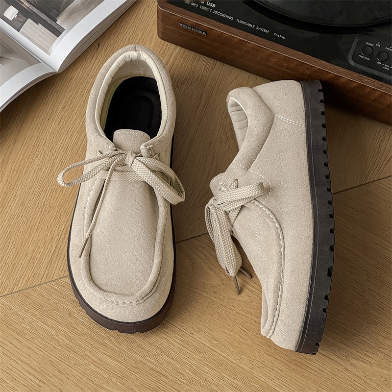 Men's Kangaroo Leather Shoes with Rubber Sole, Smoke Color, Handmade Retro Casual Loafers, Replica of British Low-Top Men's Shoes Z508