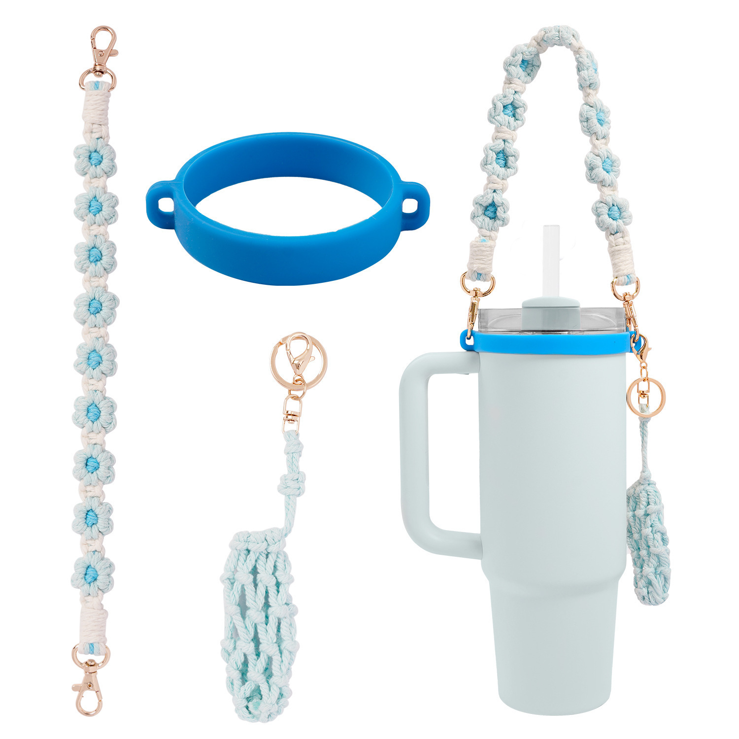 Amazon taza de agua portátil copa collar flores Stanley silicona Amazon explosión kettle cordón trenzado con colgante