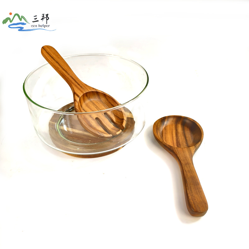 Tazón de ensalada de acacia para comer en casa Tazón de bambú natural Tazón de fideos instantáneos de madera de gran tamaño Tazón a prueba de caídas y a prueba de escaldaduras para niños