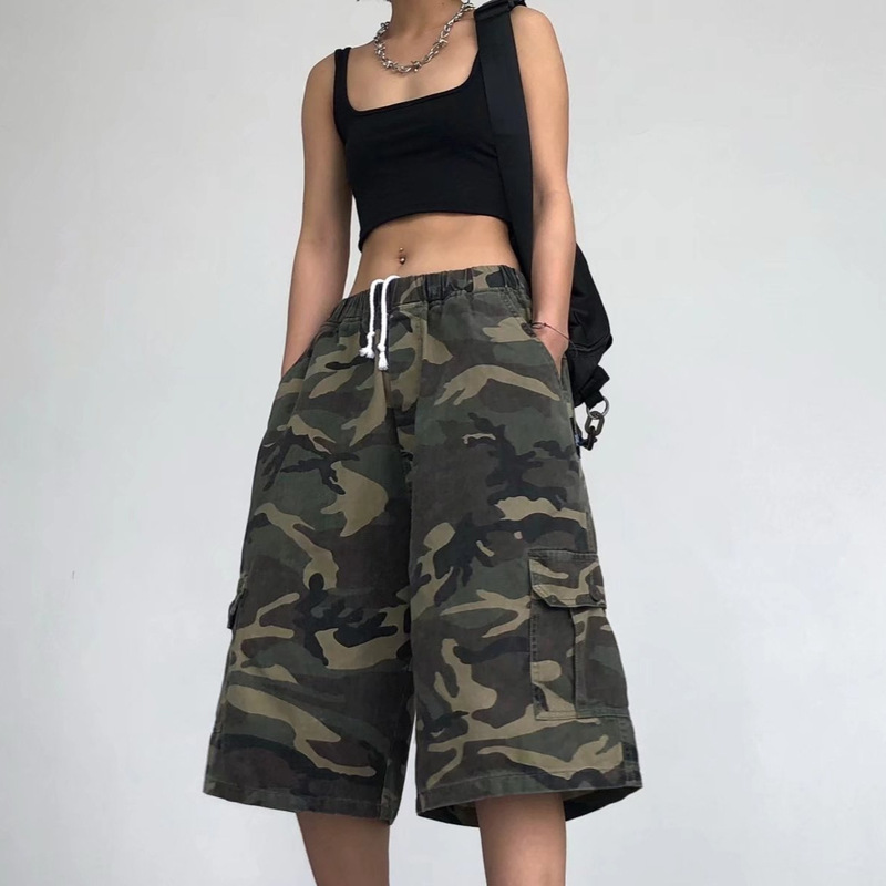 2026 Retro Workwear Shorts Summer Trendy Brand Loose Versatile Cropped Pants High Street Cool Camouflage Casual Shorts