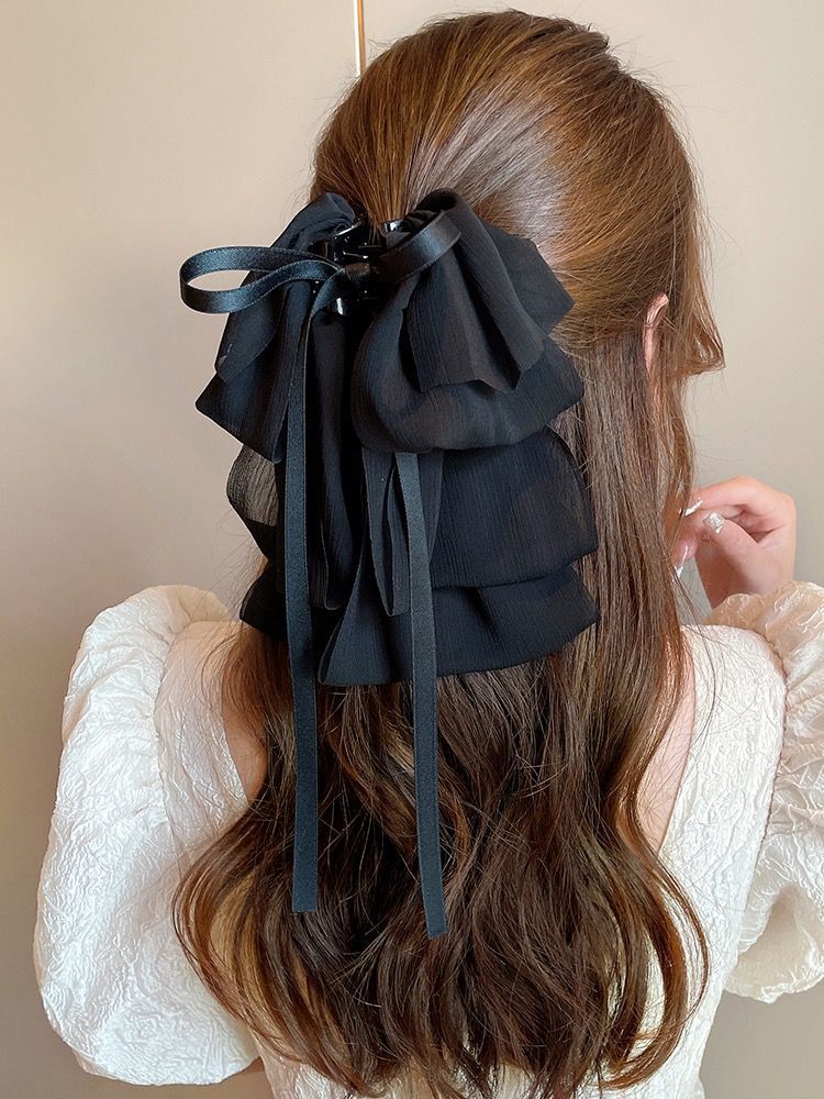 229 зажим для хвоста с черной лентой