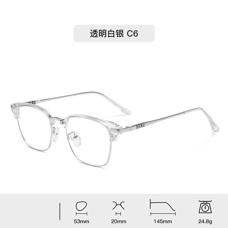 TR90 temperamento negro oro medio marco marco de gafas de miopía para hombres puede equiparse con un número de grados marco de cejas de protección contra la luz azul medio marco de cejas mujeres