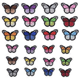 卡通多色斑点蝴蝶布贴厂家供应跨境电脑绣花章刺绣衣服装饰贴批发